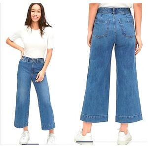 GAP Womens High Rise Wide-Leg Crop Jeans Blue Medium Wash Denim Size 2/26